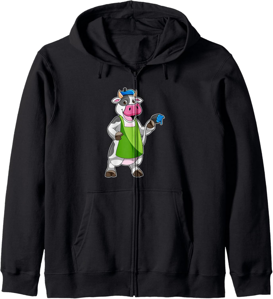 Kuh Maler Pinsel Farbe Kapuzenjacke
