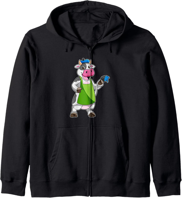 Kuh Maler Pinsel Farbe Kapuzenjacke