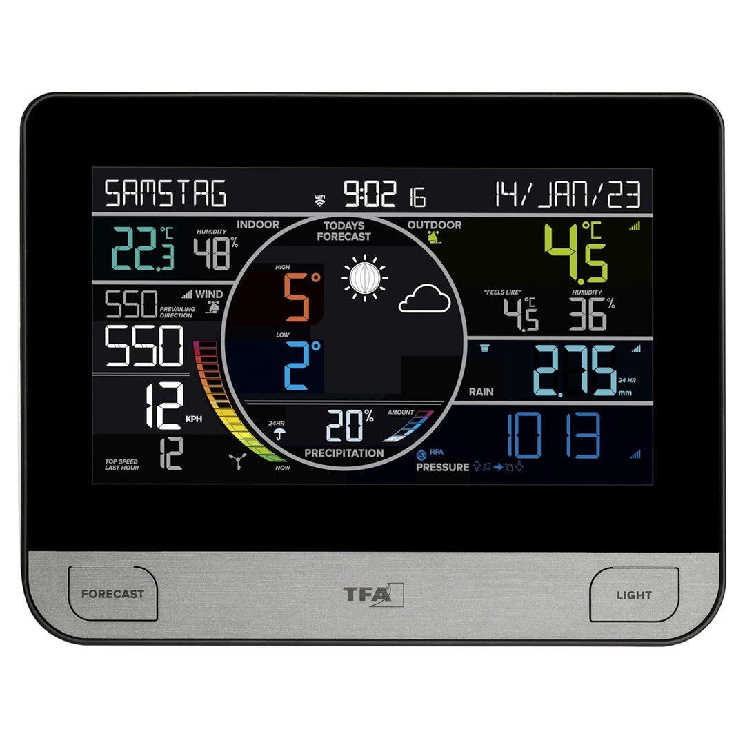 TFA-Dostmann Funk-Wetterstation mit WLAN VIEW PRO TFA 35.8003.01.89 Pool Farbdisplay, Aussensensor W