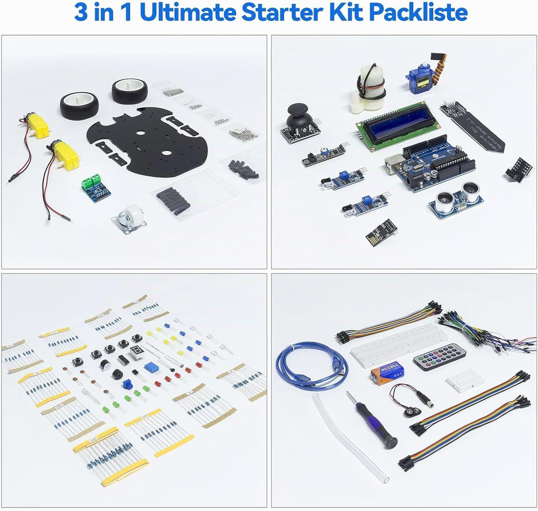 SunFounder Ultimate Starter Kit Kompatibel mit Arduino UNO IDE Scratch, 3-in-1 IoT/Smart Car/Basic K