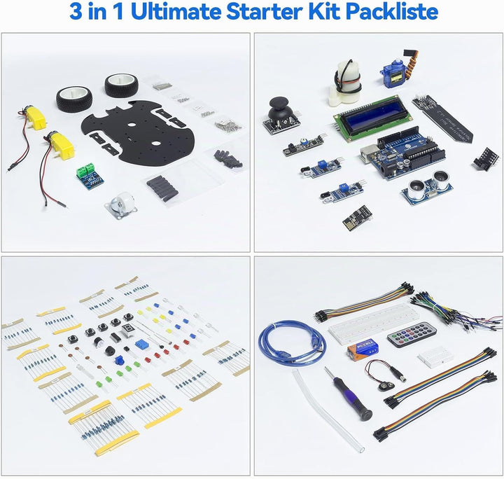 SunFounder Ultimate Starter Kit Kompatibel mit Arduino UNO IDE Scratch, 3-in-1 IoT/Smart Car/Basic K