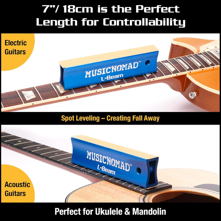 MusicNomad MN810 Bundabrichter (L-Beam) 7" (18 cm) für Gitarre, Ukulele, Mandoline