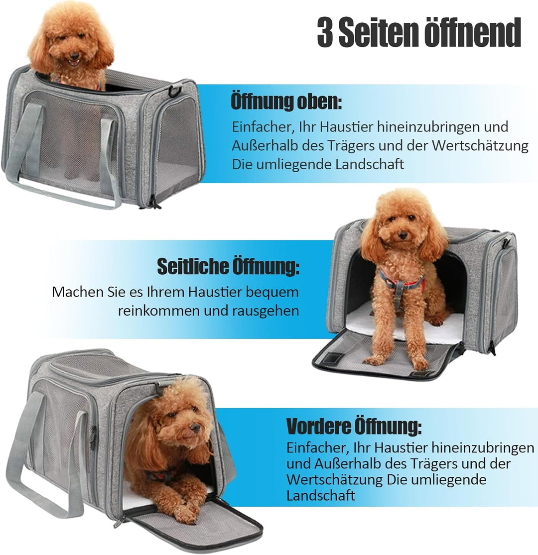 TOFFCAEA Transporttasche für Katze Hund, Hundetransportbox, Faltbare Katzentransportbox, tragbar, 5k
