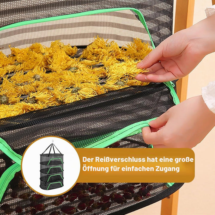 Vaileal Trockennetz, Trockennetze zum Aufhängen Kräuter 4 Ebene Klappbar, Hängend mit S-förmige Hake