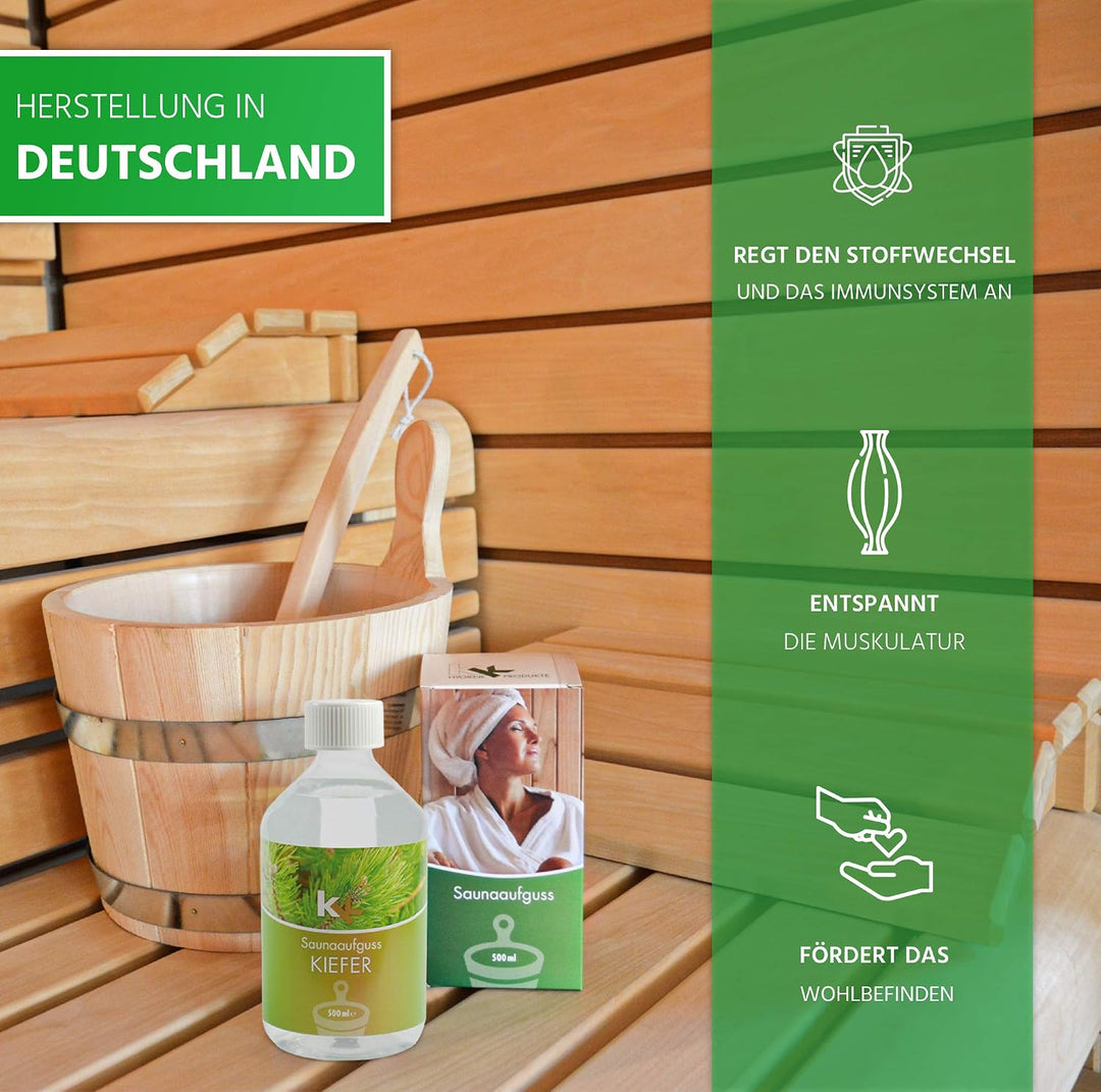 KK Sauna Aufguss Konzentrate PREMIUM - Made in Germany - Duftsorte Kiefer- 500 ml Flasche - Wellness