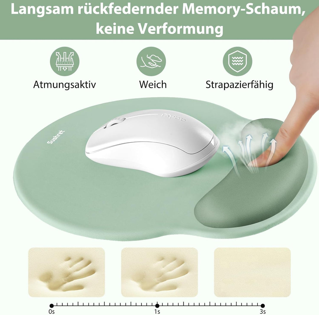 Mauspad & Tastatur Handballenauflage, 3-in-1 Ergonomisches Gel Memory Foam Mauspad mit Handgelenkstü