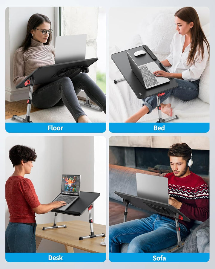 Kühltisch, Schreibtisch mit USB Anschluss, SAIJI Betttisch, Lapdesk mit Ventilator, Verstellbarer La