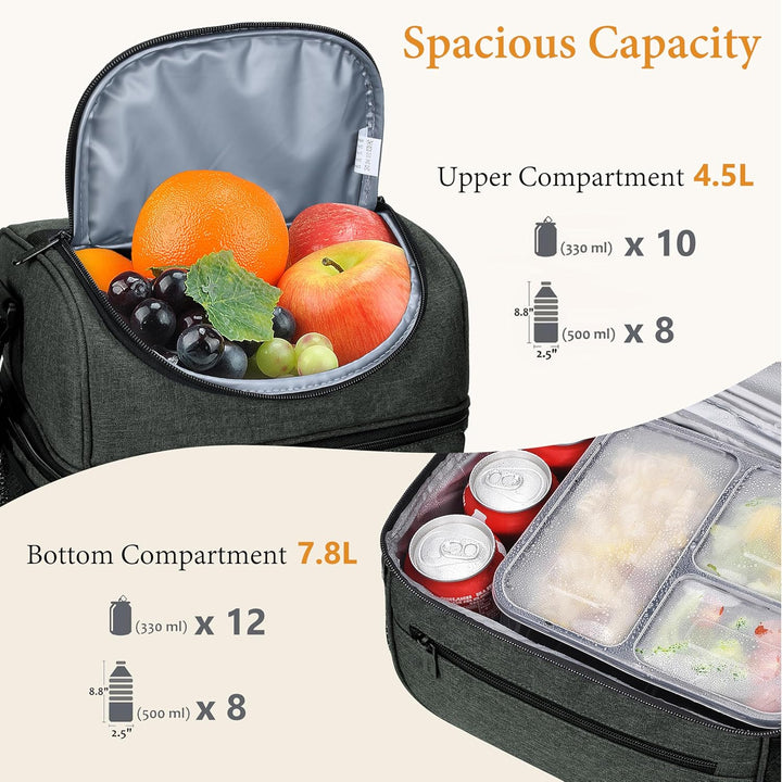 Kato Tirrinia Faltbar Gross Kühltasche 13L(22Dosen), Doppellagige Isoliertasche Lunchtasche Picknick