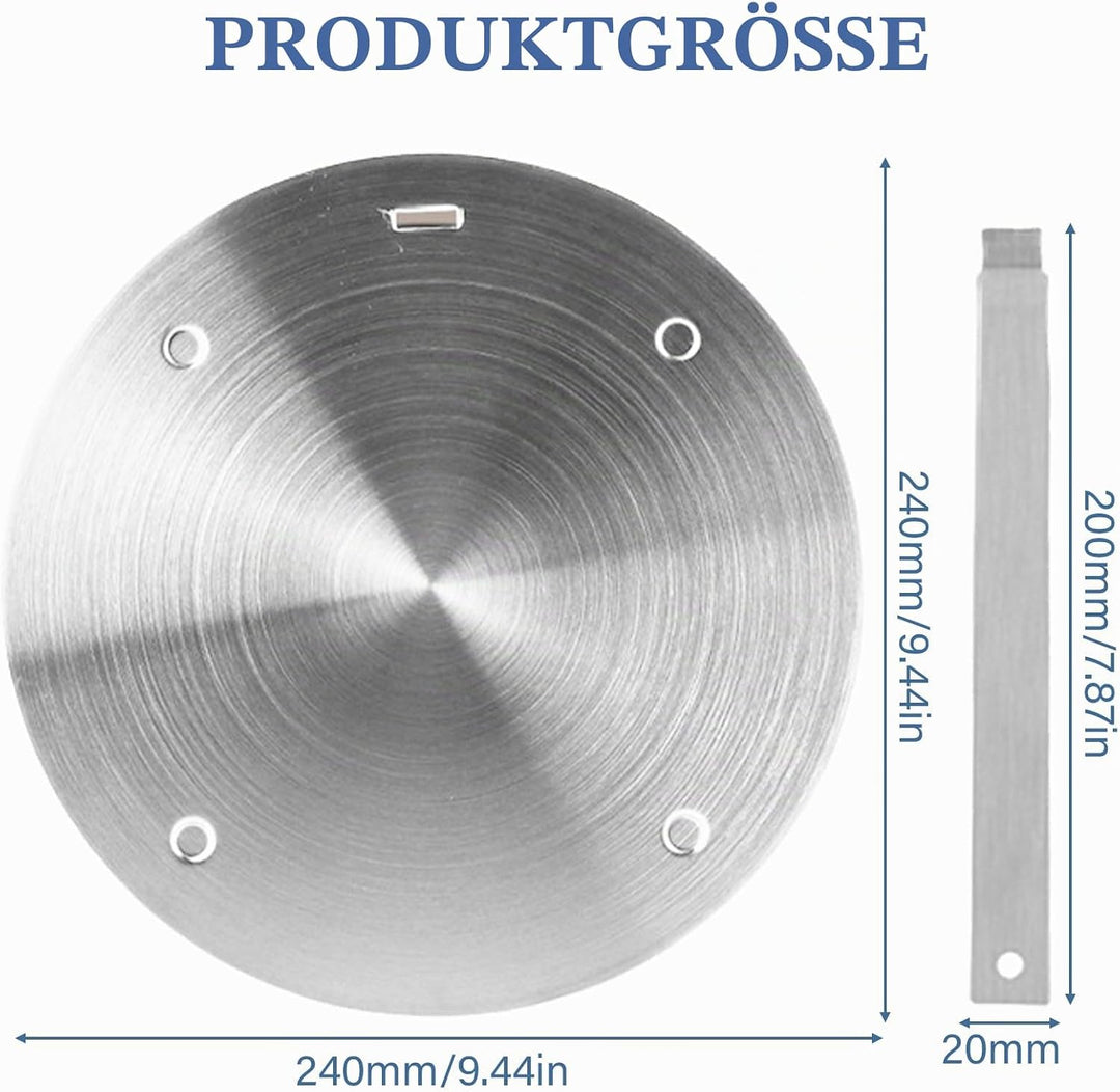 GOMETY Universal Induktion Adapterplatte Ø 24 cm, Induktionsadapter mit Abnehmbarem Griff, Edelstahl