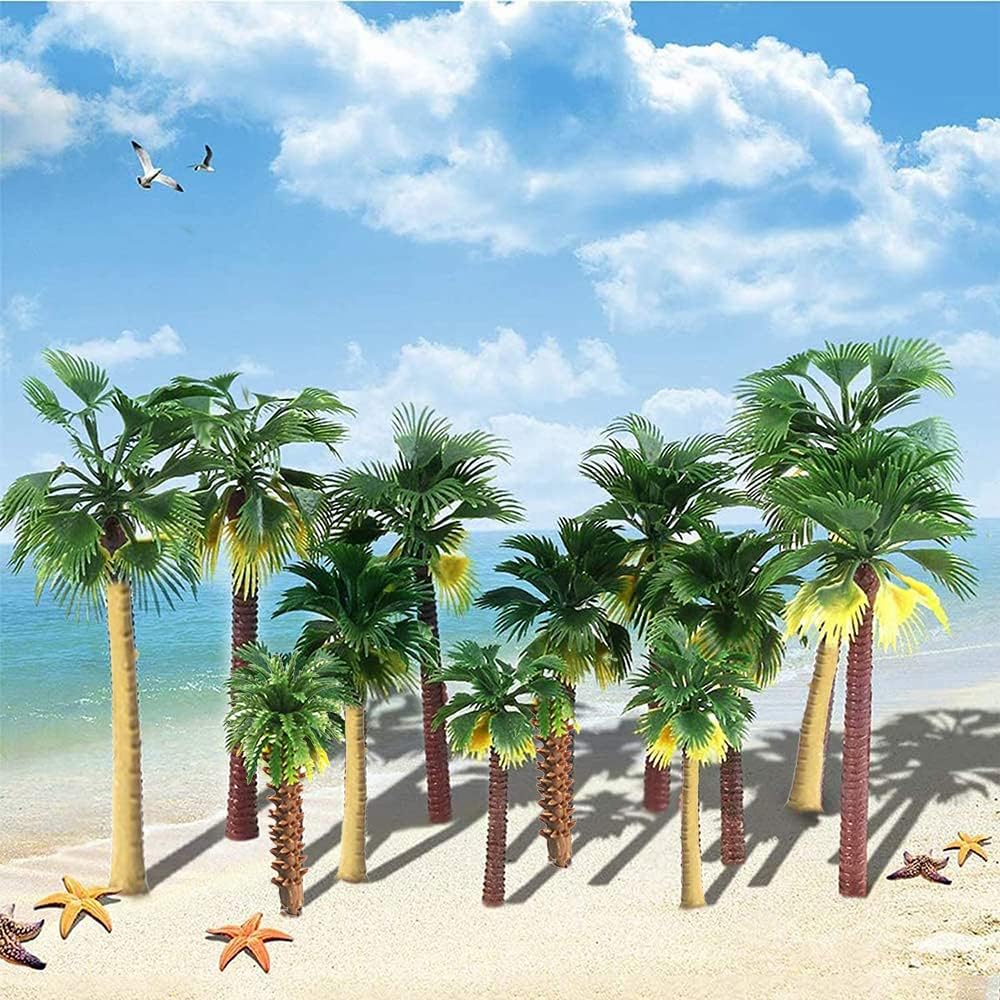 30 Stück Palme, Kunststoff Kokospalmen, Modellbau Bäume, Modell Bäume Miniatur, Landschaft Modell Bä