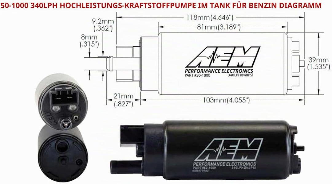 AEM 50-1000 High Flow In-Tank Kraftstoffpumpen, Schwarz