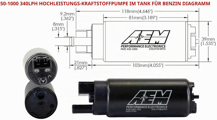 AEM 50-1000 High Flow In-Tank Kraftstoffpumpen, Schwarz