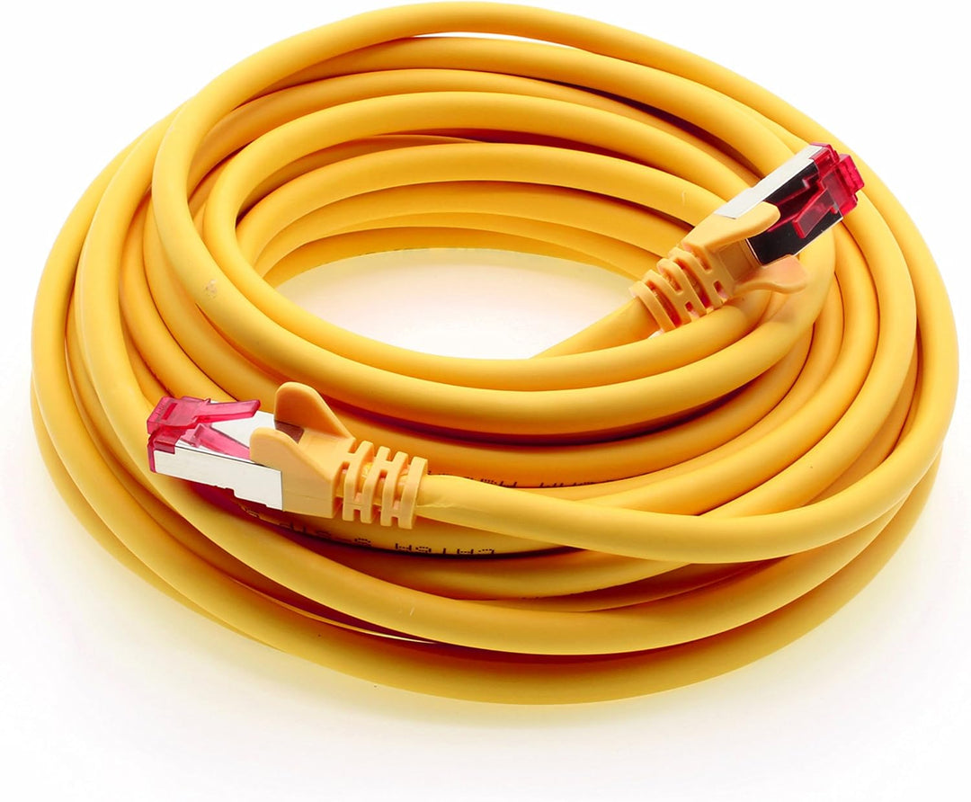 1aTTack.de 7,5m - gelb - 10 Stück - Netzwerkkabel CAT6a (10Gb/s) S-FTP CAT 6a Lankabel - GHMT zertif