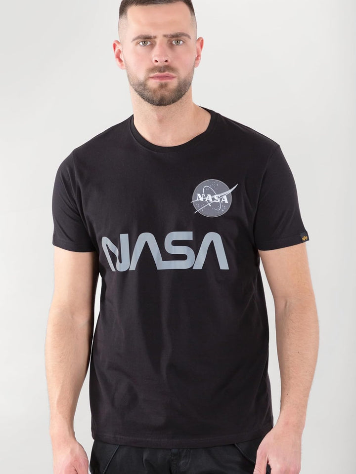 Alpha Industries Herren NASA Reflective T T-Shirt (1er Pack) XXS Schwarz, XXS Schwarz