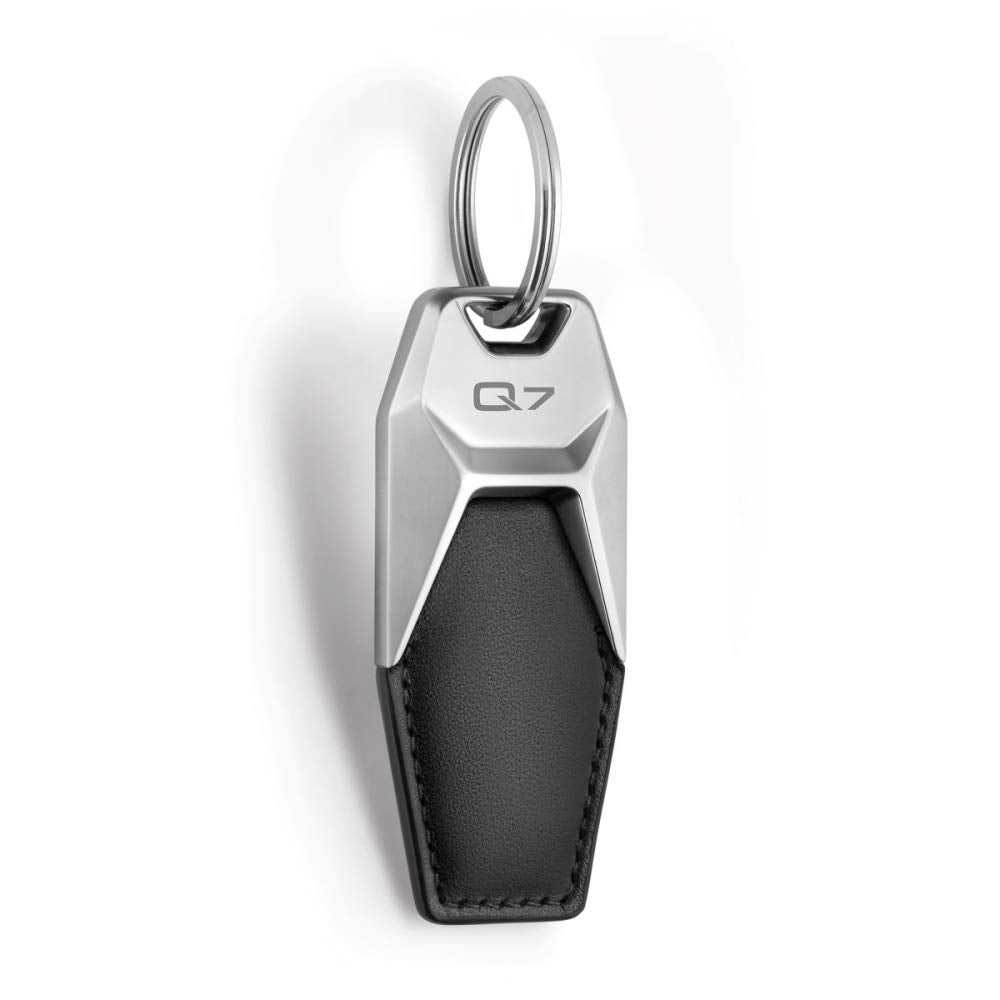 Audi 3181900617 Schlüsselanhänger Metall Leder Anhänger Keyring Gravur, mit Q7 Schriftzug Single, Si