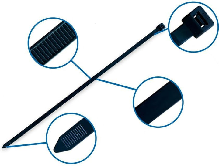 BeBo Kabelbinder UV-beständig Schwarz 7,8 x 750 mm I 100 Stück I stabil & vielseitig für den Innen &