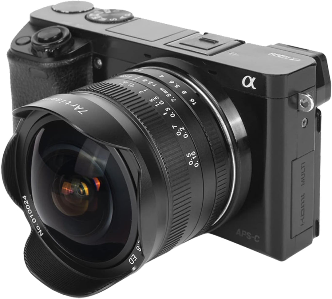 7artisans 7,5 mm f2.8 Mark II APS-C Fischaugen-Weitwinkelobjektiv für Sony E spiegellose Kamera A630