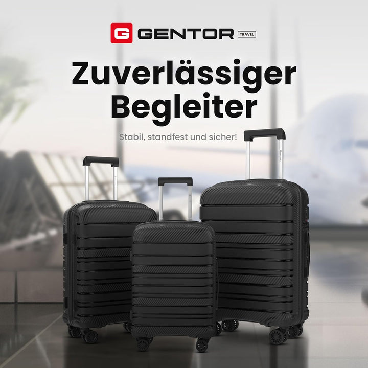 GENTOR Koffer Reisekoffer mit Rollen Carbonoptik Hartschalenkoffer Trolley Handgepäck mit TSA-Schlos