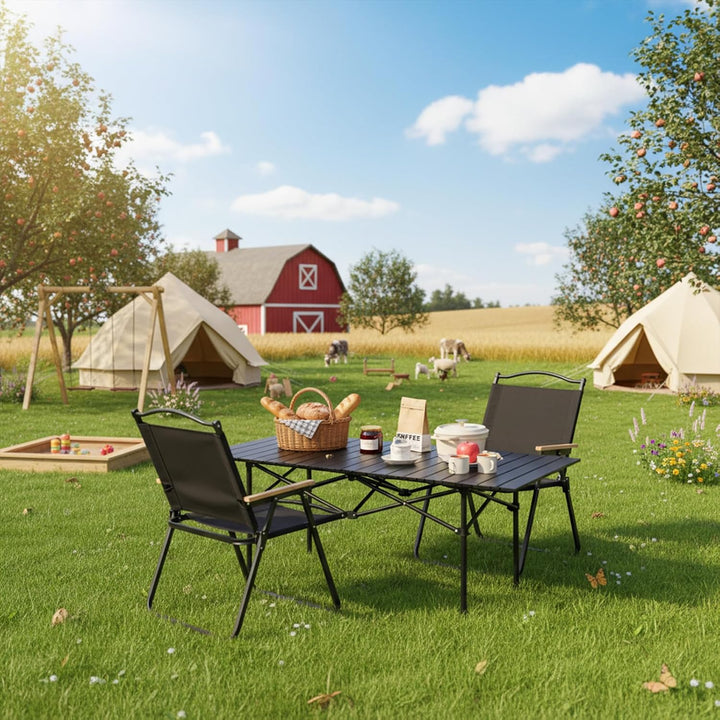 Eisen Klappbarer Camping Tisch, Klapptisch für Garten, Outdoor Beistelltisch Faltbar, Ultraleicht, C