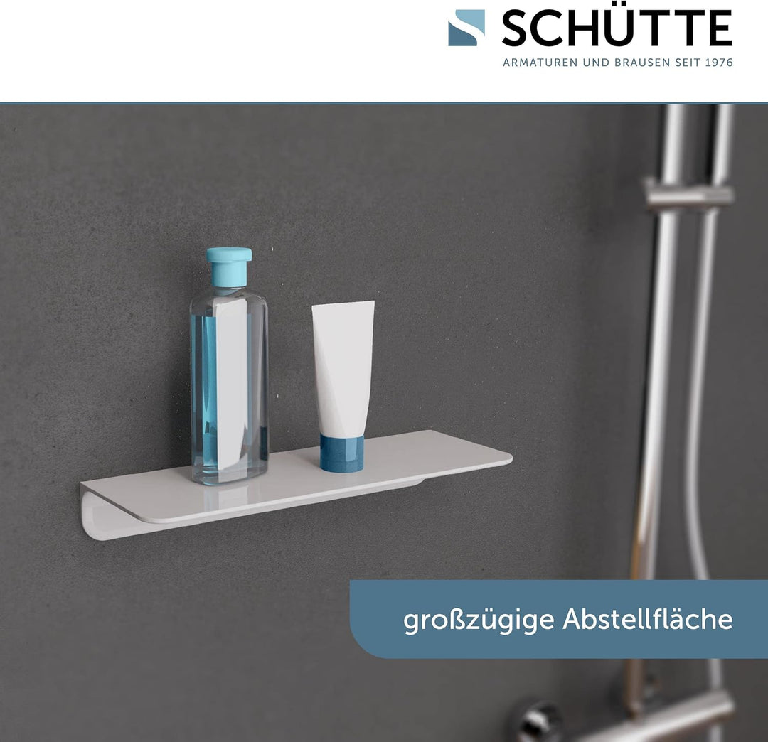 SCHÜTTE 10500 Duschablage selbstklebend Duschregal ohne Bohren Badregal Weiss Badablage zum Kleben W