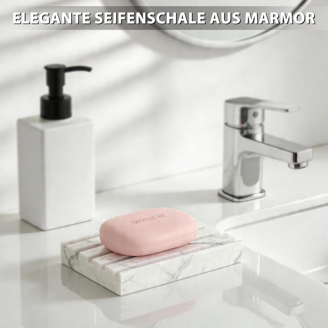 Seifenschale, natürlicher Marmor-Seifenhalter, weisser Seifenbehälter für das Bad, Schwammschale mit