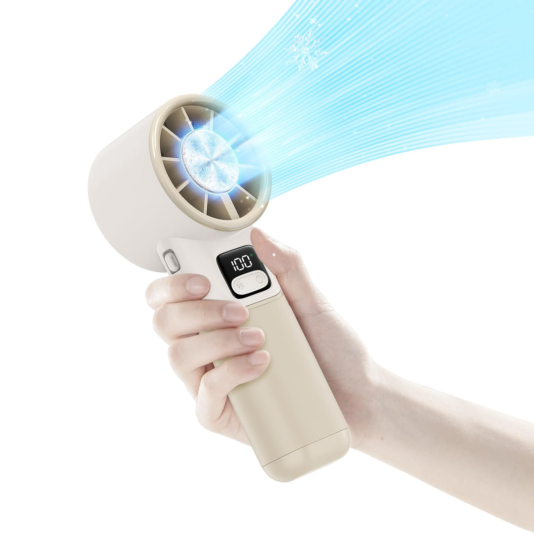 GKT Tragbarer Handventilator, Einstellbare Geschwindigkeit (1-100), Kühlventilator, 5000mAh Handvent