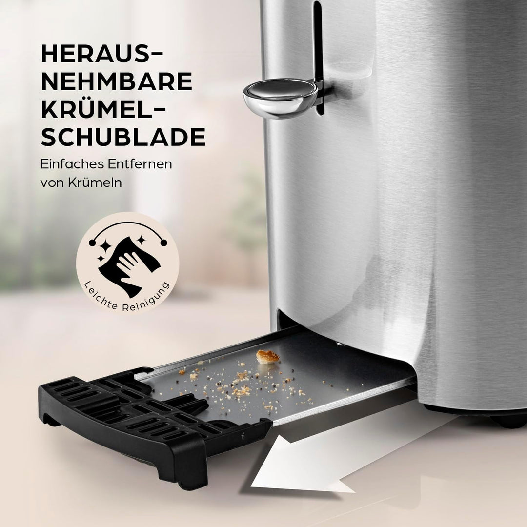 GOURMETmaxx Toaster Kurzschlitz für 2-Scheiben | Edelstahl Toaströster mit 6 Bräunungsgraden und Rea