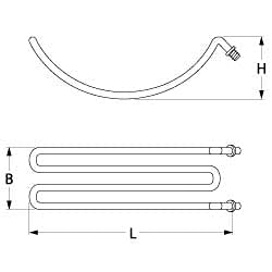 Potis Heizkörper für Drehgrill E1, E2, E3 1300W 230V Länge 270mm Breite 92mm Höhe 80mm Anschluss M4