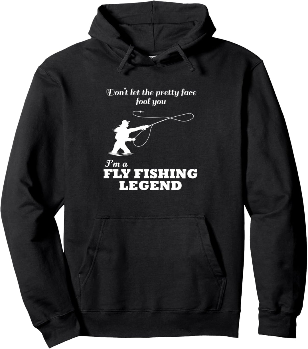 Hübsche Fischerin Mädchen Lustiger Spruch Fliegenfischen Pullover Hoodie