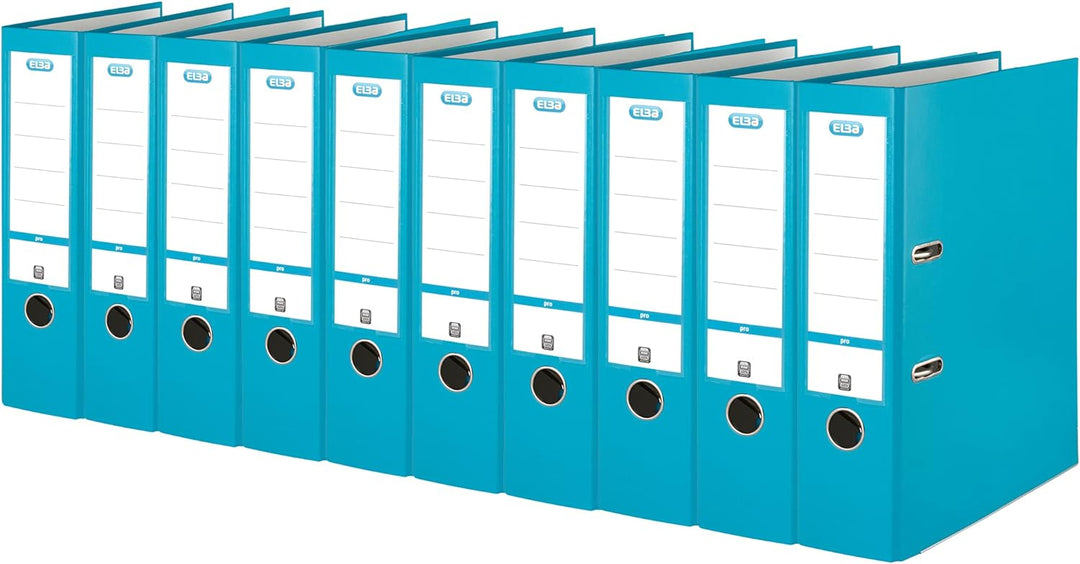 Elba Ordner A4, Smart Pro, 8 cm breit, Kunststoff aussen, türkis, 10 Stück türkis A4, breit, türkis