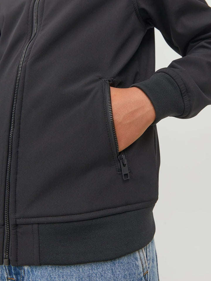 JACK & JONES Jungen Jjebasic Softshell Hood Sn Jnr Jacke (1er Pack), 128 Schwarz