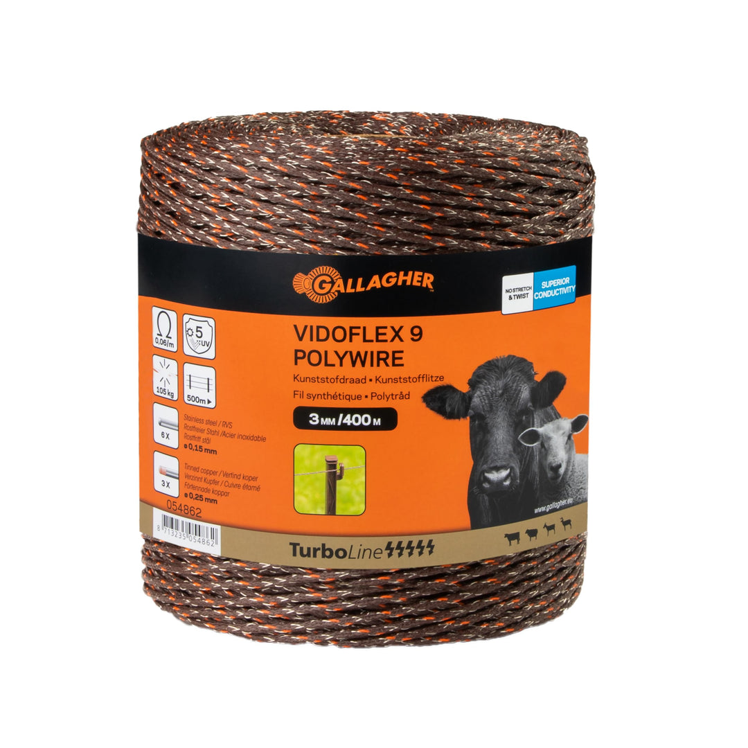 400 m Gallagher Vidoflex 9 TurboLine Plus Weidezaunlitze (terra)