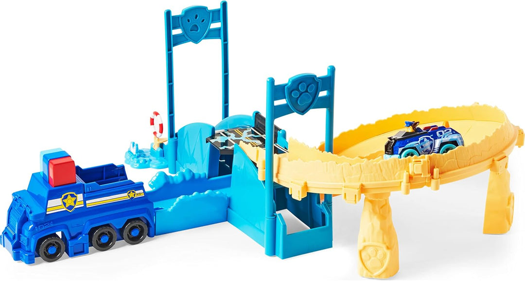 PAW PATROL True Metal Chases Police Rescue Rennstrecken-Set mit Metall-Fahrzeug von Chase, Massstab