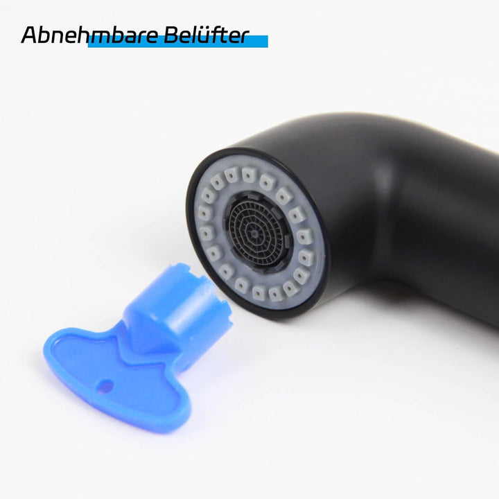 Wasserhahn Bad Schwarz, SEMANEY Waschtischarmatur mit Herausziehbarer Brause, Mischbatterie Waschbec