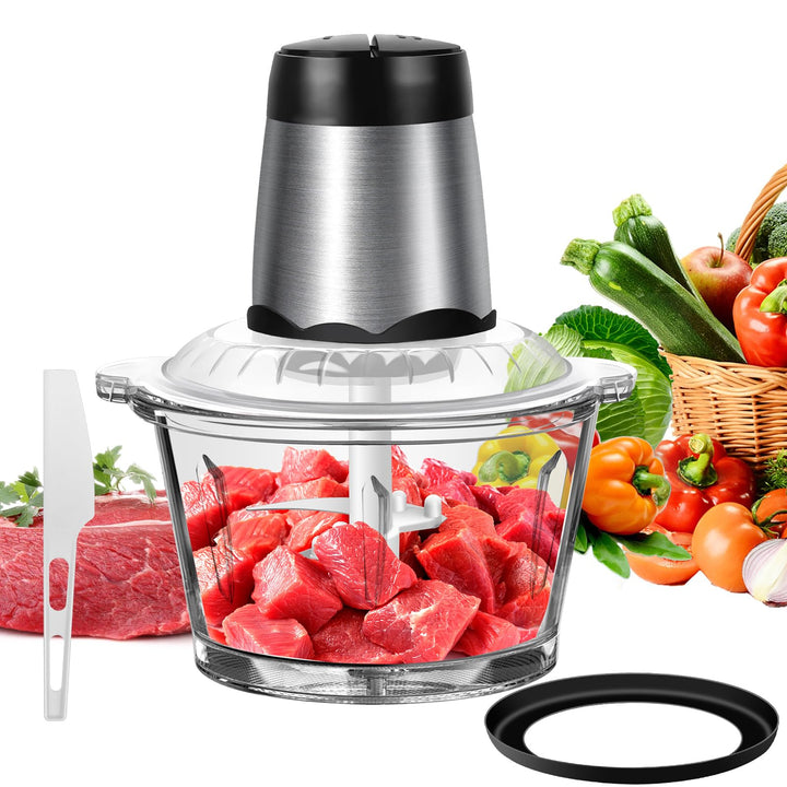 Kitchen Pro 2L Mini-Zerkleinerer mit Glasschale - Mini-Universalzerkleinerer mit Edelstahlklingen -