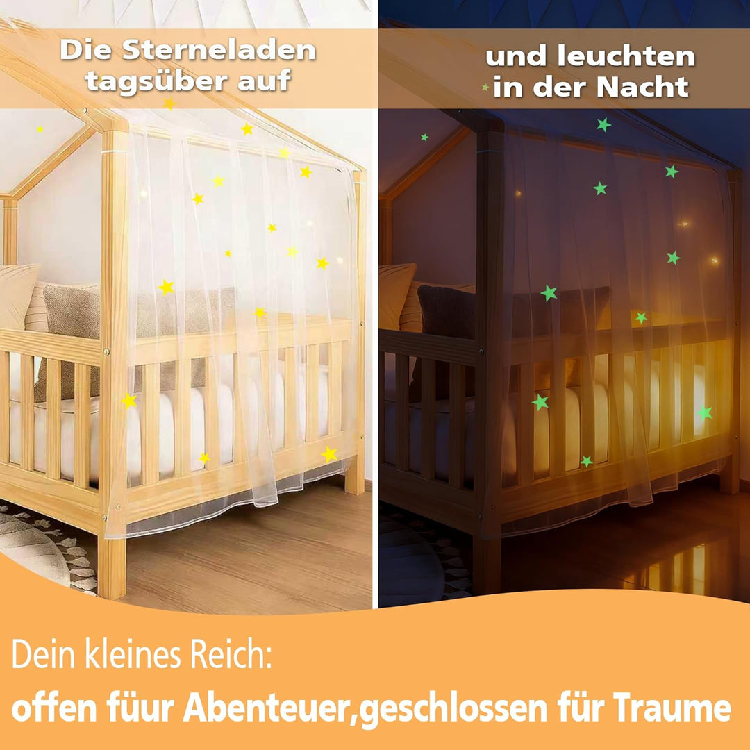 Hook Hausbett Himmel Betthimmel für Hausbett Kinder – Leuchtender Sternenhimmel Stoffhimmel für Haus