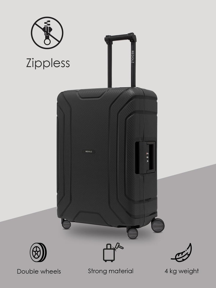 REDOLZ Hartschalen Check-in Koffer ohne Reissverschluss | 3-Punkt-Verschluss-System | Mittelgrosser