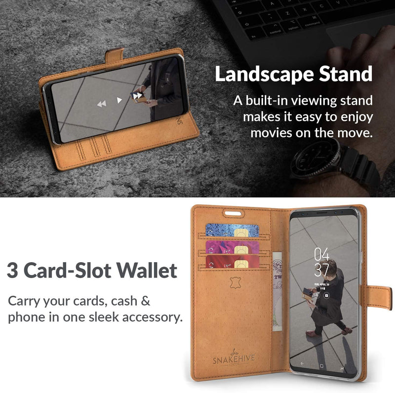 Snakehive Galaxy S9 Hülle Leder | Stylische Handyhülle mit Kartenhalter & Standfuss | Handyhülle Sch