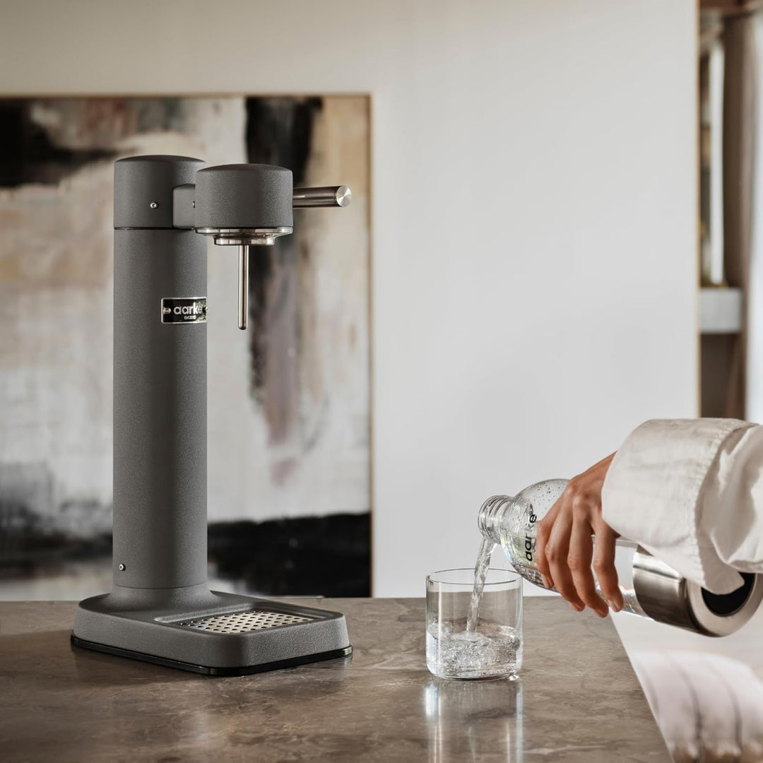 Aarke Carbonator 3, Premium Wassersprudler aus Edelstahl mit Aarke Flasche, Mattgrau Finish, Mattgra