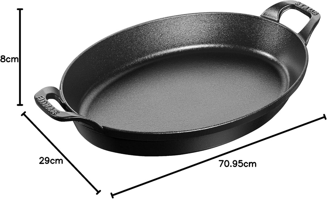 STAUB Stapelbare Auflaufform, oval Schwarz 37 cm, Schwarz 37 cm