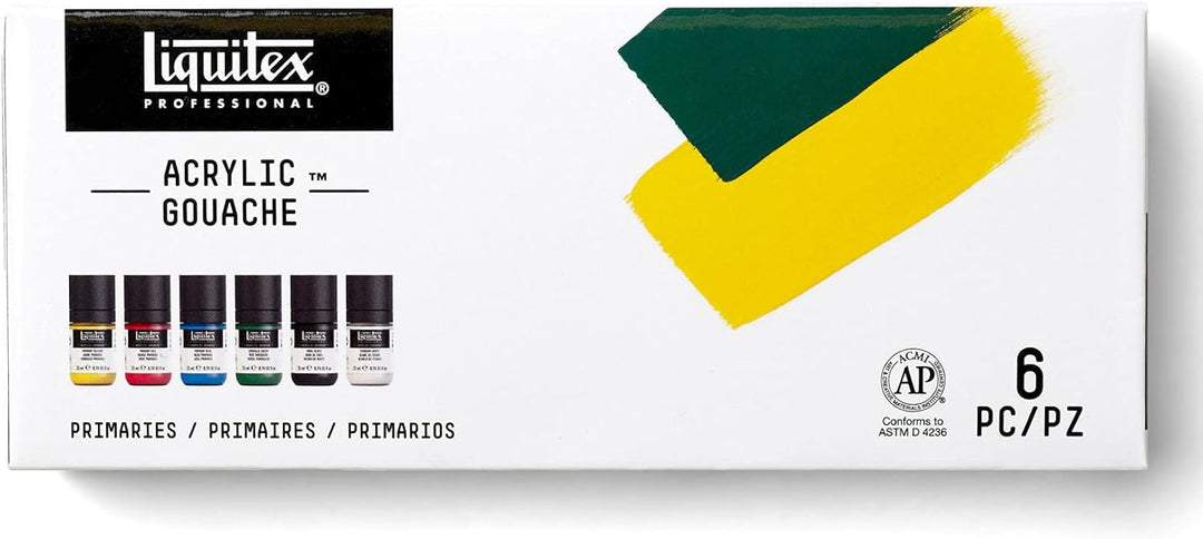 Liquitex 3699322 Acrylfarbe mit Gouache Eigenschaften, Lichtecht, wasserfest, 6 Acrylfarben in 22ml