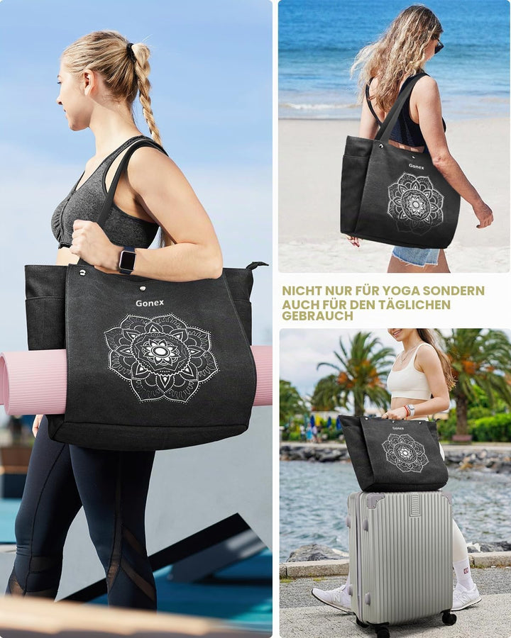 Gonex Yogatasche, Yogamatte Tasche mit Mehreren Taschen für Damen und Herren, Canvas wasserdichte To