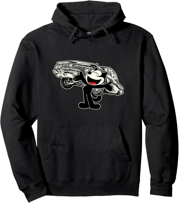 Lowrider Tilt Felix Katze Cartoon Mashup Old-Skool Car Club Pullover Hoodie