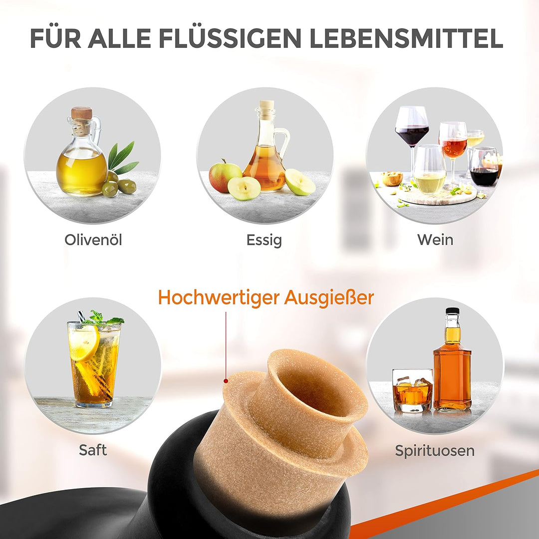 Kaminfix Essig &amp; Öl Spender - Flasche mit Ausgiesser, 2er Geschenkset für Feinschmecker handgefertig