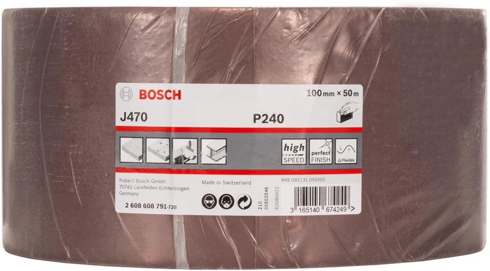 Bosch Professional Schleifrolle für Holz und Farbe (100 mm, 50 m, Körnung 240, J470), Körnung 2