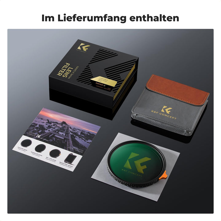 K&amp;F Concept Nano X-Serie Variabler ND Filter ND3-ND1000 Graufilter 55mm(1.5-10 Blendenstufen), 55mm
