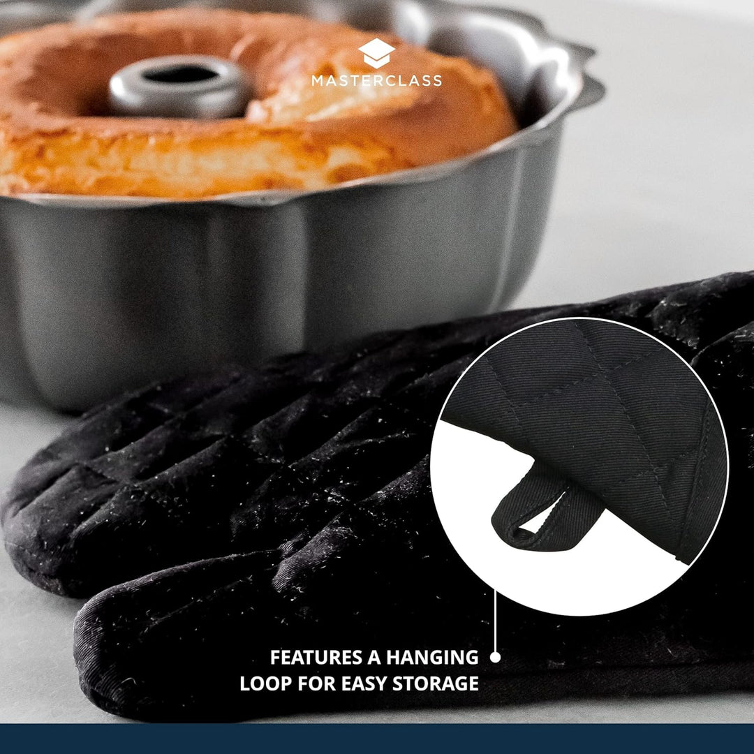 MasterClass Deluxe Professional Schwarzer Handschuh für einen Backofen, Schwarz Ofenhandschuh, Ofenh