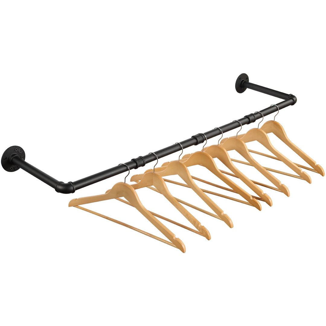 Kleiderstange Wandmontage 100cm, Industrial Rohre Metall Garderobenstange Wand für Kleiderbügel, Abn