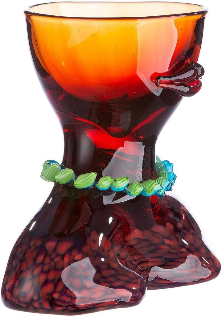 Glas Art Vase Dekovase - Deko Wohnzimmer - Geschenk für Frauen Geburtstag - Farbe: rot - Höhe 25 cm