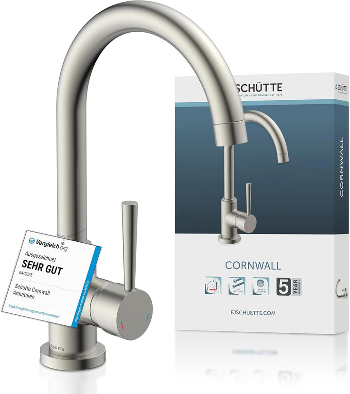 SCHÜTTE 79126 Küchenarmatur CORNWALL, 360 Grad schwenkbarer Wasserhahn Küche, Mischbatterie für die